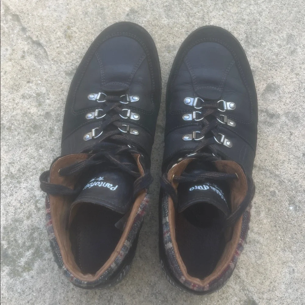 Pantofola d'Oro Mens Black LeatherSuede wool Plaid Hi Too Sneaker Size 43/9.5-10